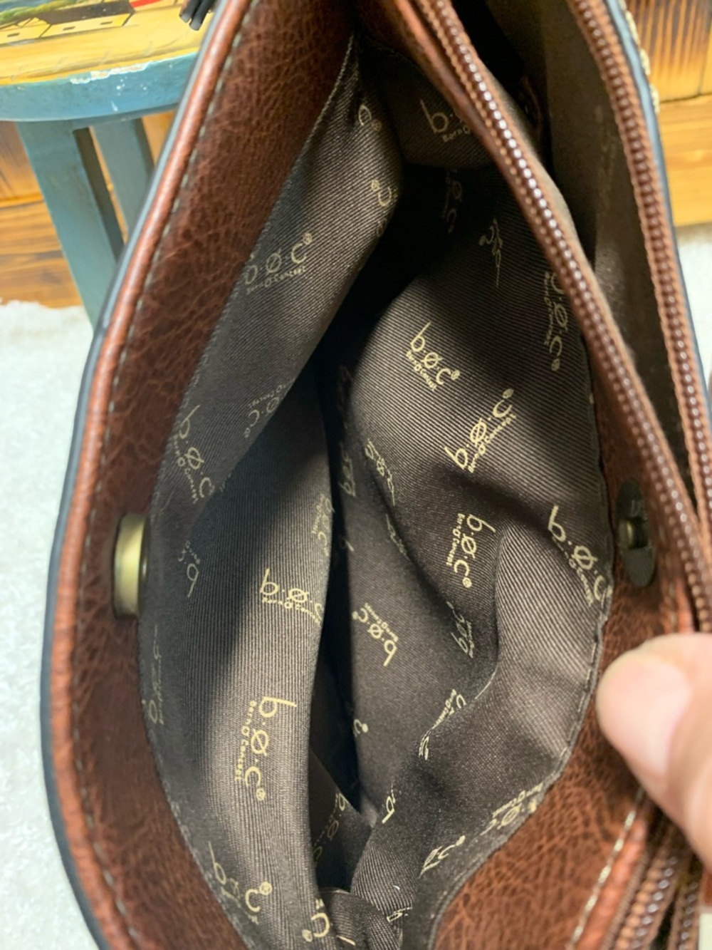 B.O.C. Gray and Brown Crossbody Bag - Picture 6 of 9